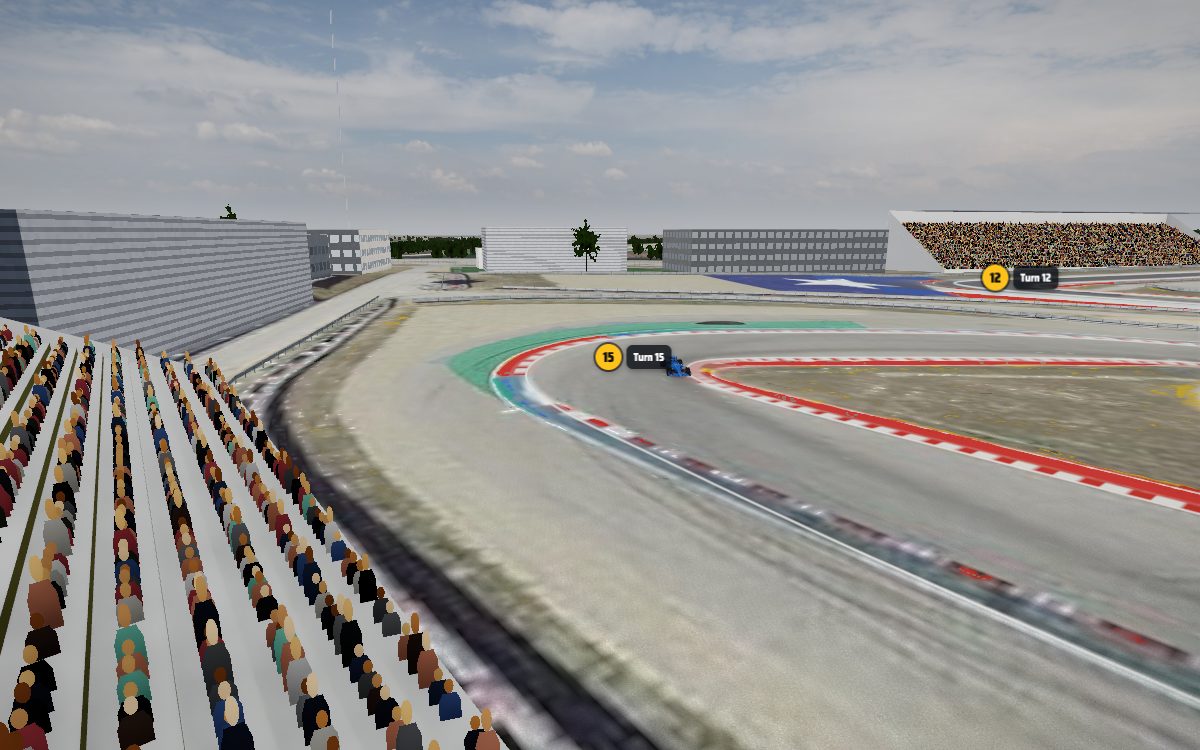 The view from the Turn 15 grandstand at Circuit of the Americas, looking at Turn 15