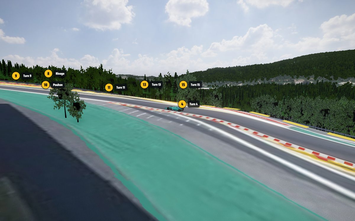 The view from the Tribune Raidillon at Circuit de Spa-Francorchamps, looking at Turn 4